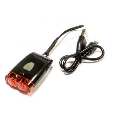 VILLOGO HÁTSO USB 2LED 3FUNK FEKETE LÁMPA VILLOGO HÁTSO 2LED 3FUNK USB FEKET
