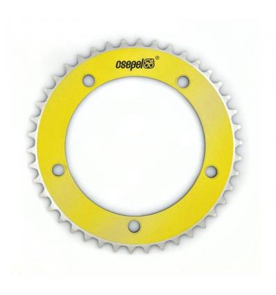 Csepel Teta Hajtótárcsa Alu 1/8" 44T BCD 130mm Festett Citrom