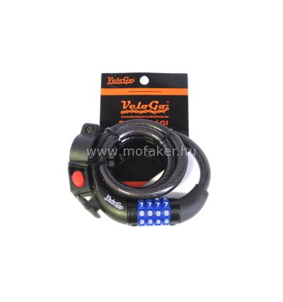 Spirálzár 12mmx100cm 4 számkódos fekete VeloGo